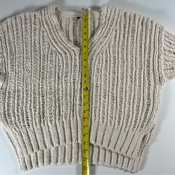 Free People Infinite V-Neck Sweater Chunky Cozy Cream Knit Women’s Size XS - Picture 10 of 14